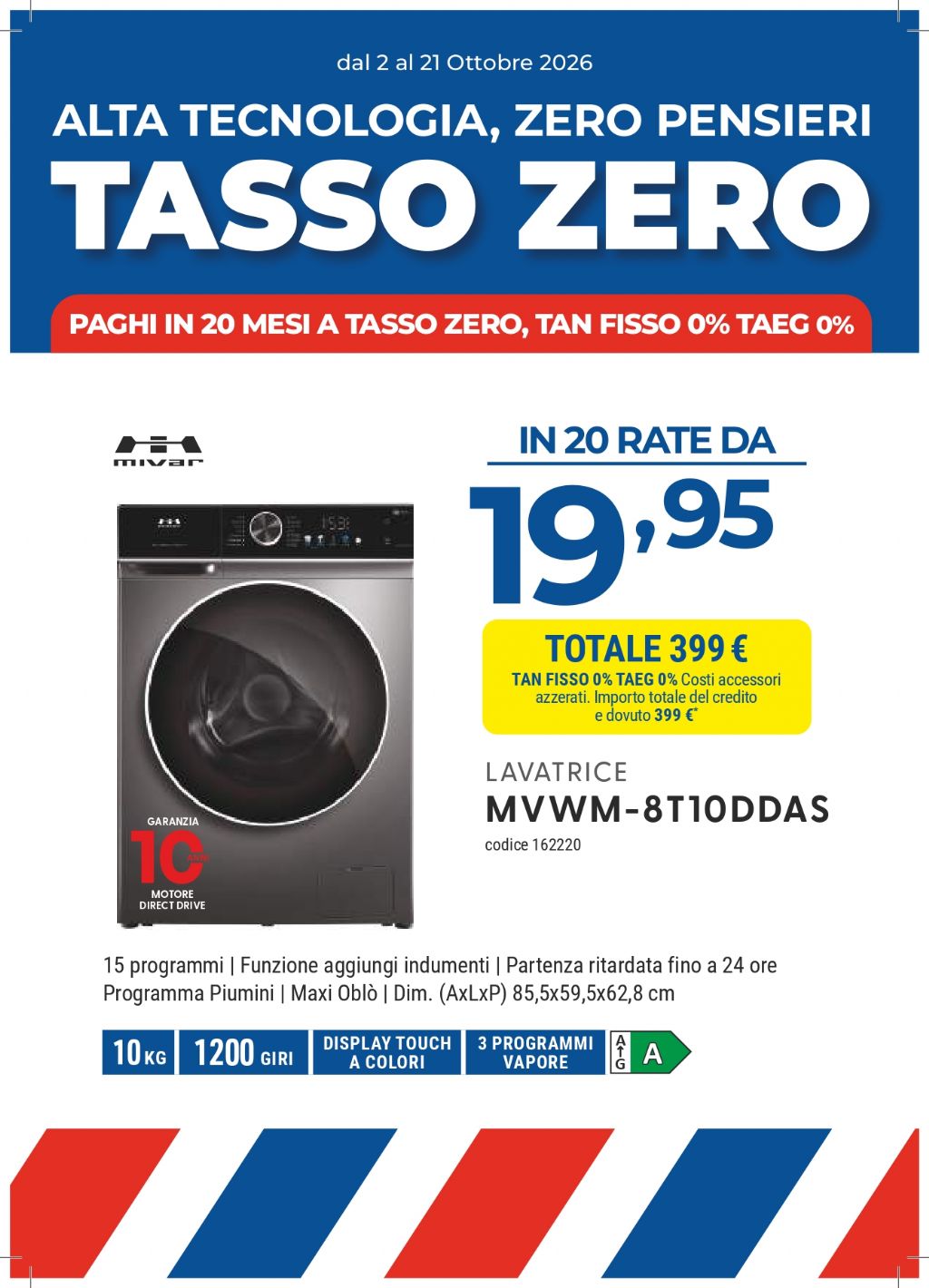 LAVATRICE MIVAR MVWM-8T10DDAS